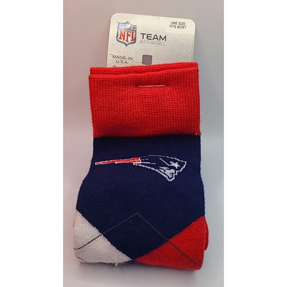 NFL Team Apparel Patriots Argyle Line Up Socks One Size Made In USA New With Tag